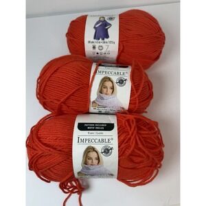 3 - Loops & Threads Impeccable Worsted Yarn - 4.5 oz. 285 yds - Fire Red